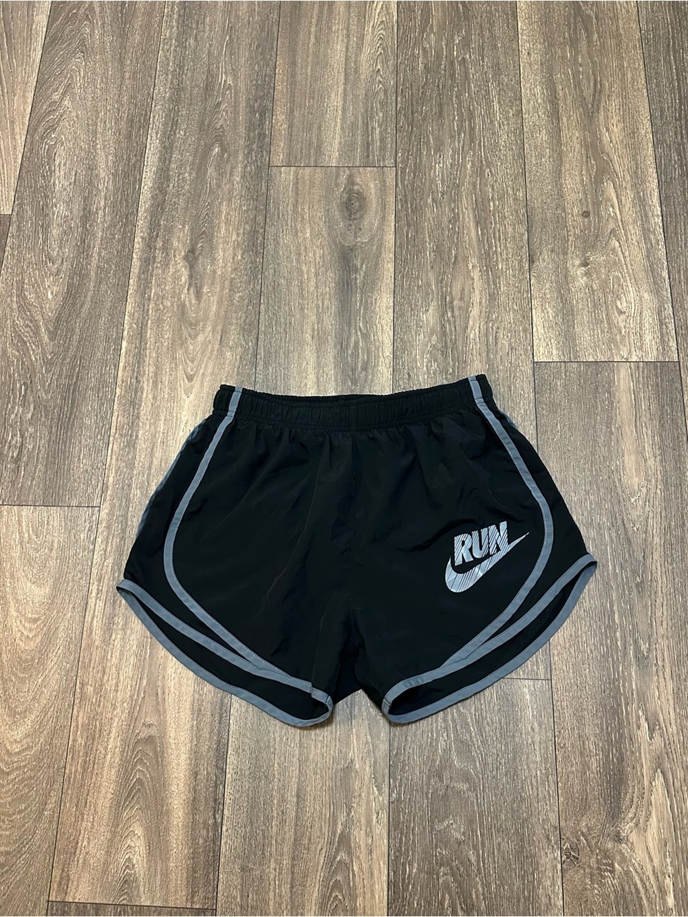 Nike Black RUN Women's Athletic Shorts with Gray Trim